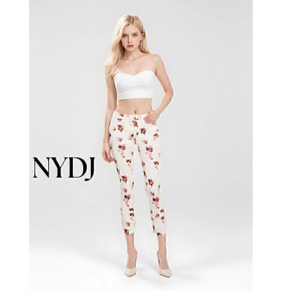 New NYDJ Sheri Released Raw Hem Ankle Jeans in Bonnieux Floral Print NWT - Picture 2 of 6
